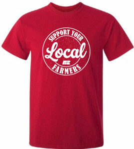 Support Your Local Farmers t shirt mockup for Wisconsin Farm Bureau Foundation's Giving Day.