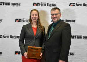 Sydney Flick received the Farming for the Future award at the 2023 Wisconsin Farm Bureau Federation Annual Meeting.