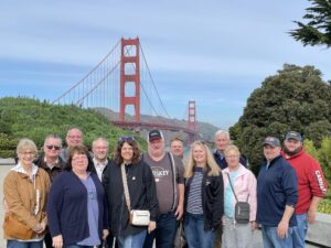 WFBF members pose for a picture in front of the Golden Gate Bridge in San Francisco.